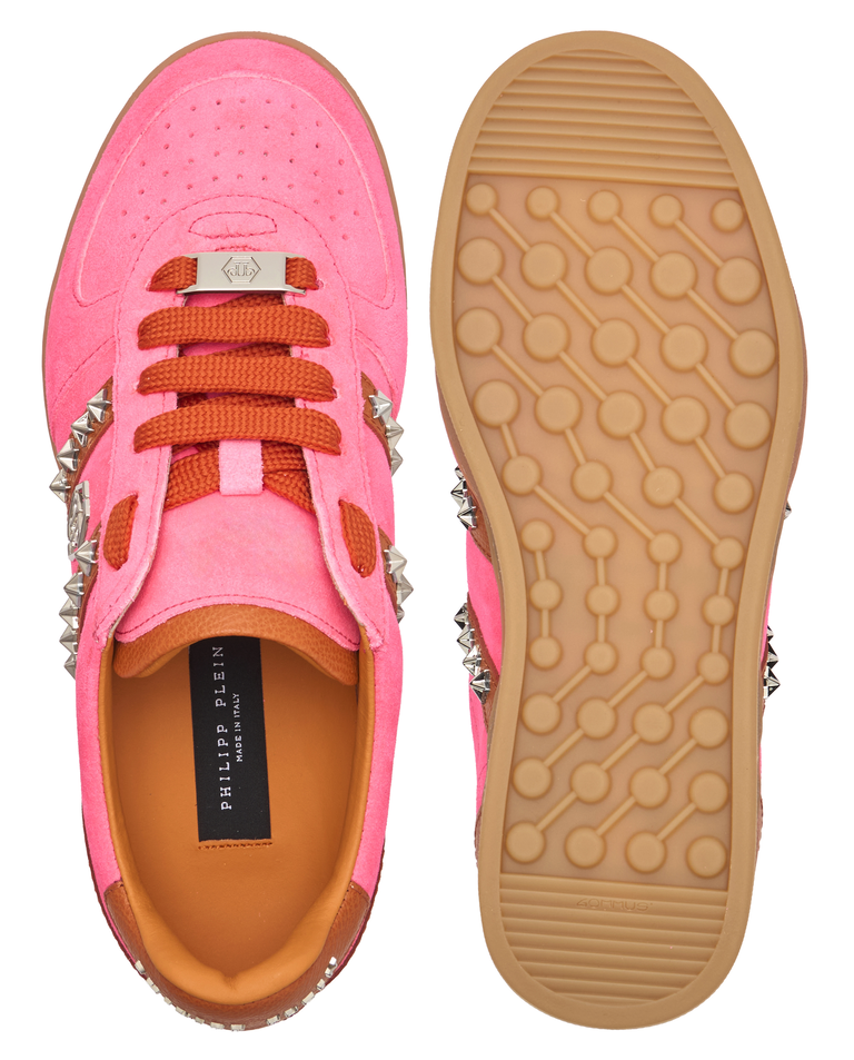 Różowe zamszowe sneakersy Retro Label - Image #6