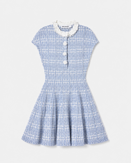 Jasnoniebieska sukienka mini w kratkę - Image #0