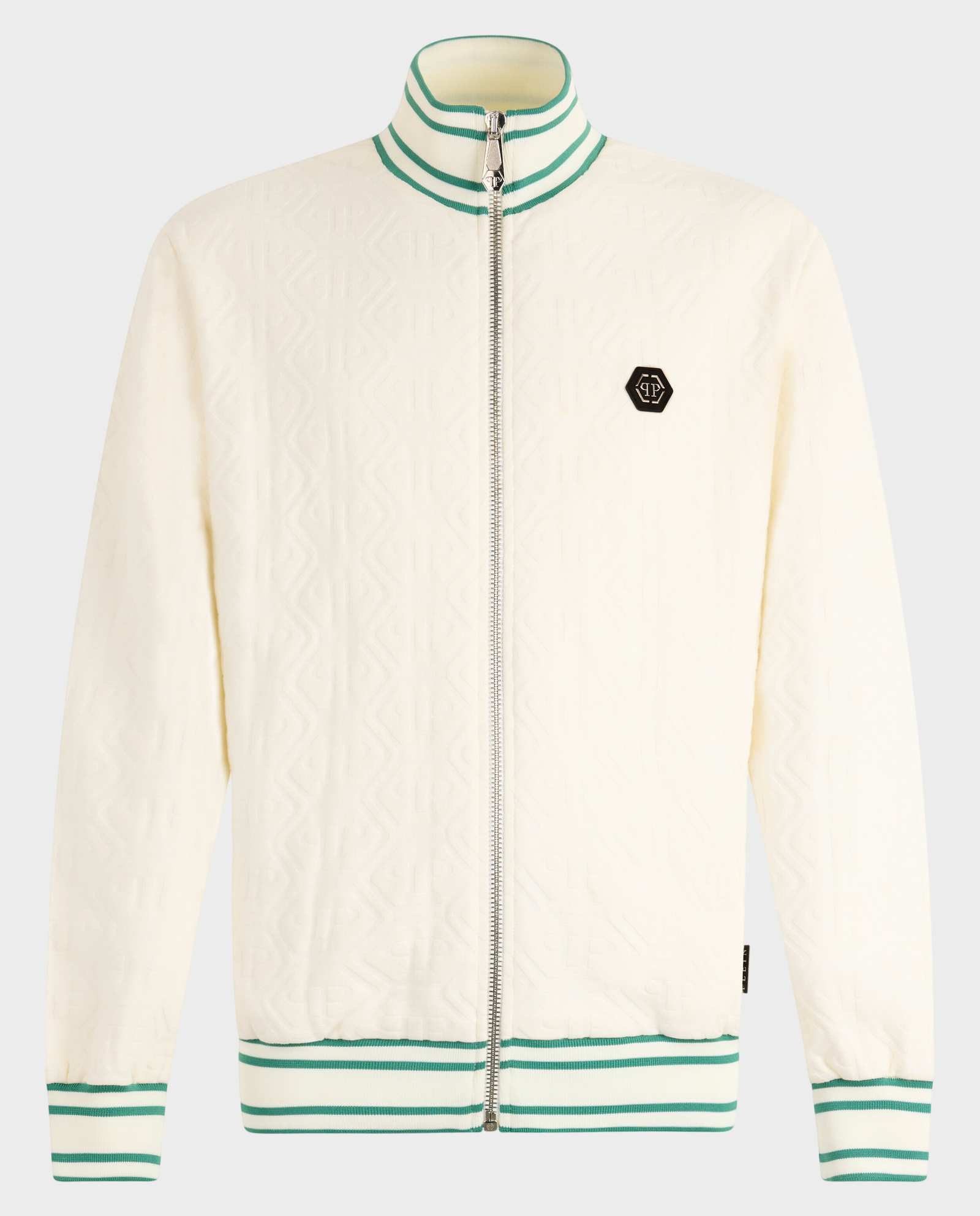 Żakardowa kremowa bluza z monogramem - Image #0