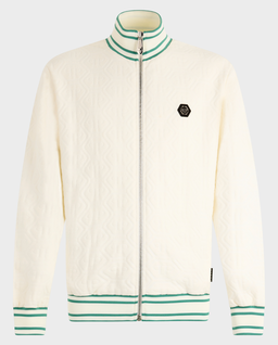 Żakardowa kremowa bluza z monogramem - Image #0