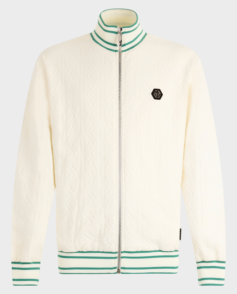 Żakardowa kremowa bluza z monogramem