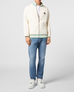 Żakardowa kremowa bluza z monogramem - Image #3
