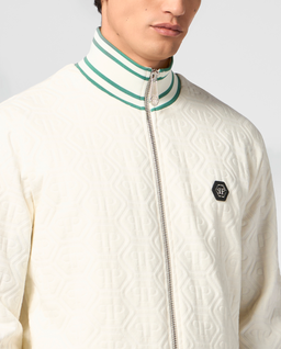 Żakardowa kremowa bluza z monogramem - Image #4