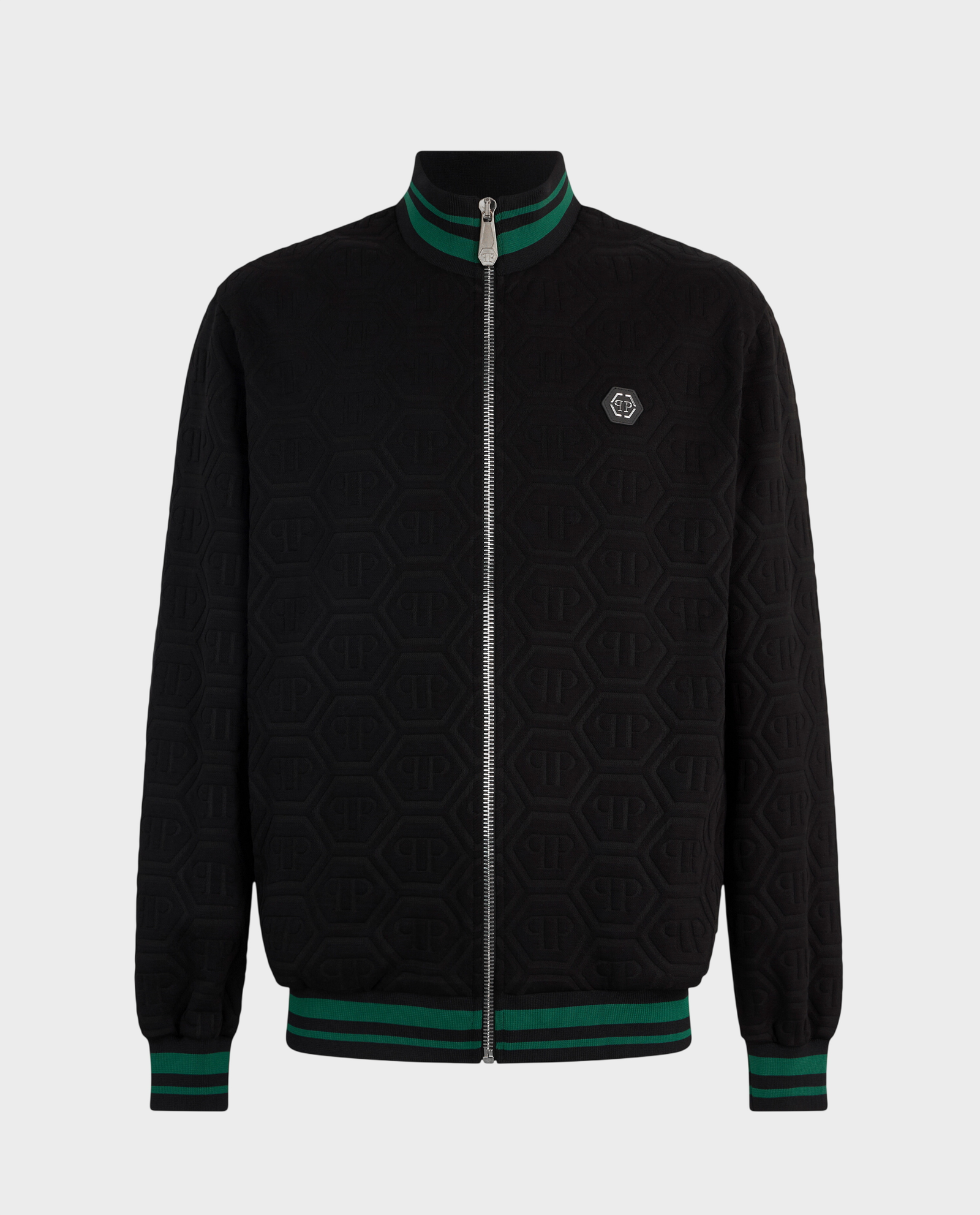 Czarna żakardowa bluza z monogramem - Image #0