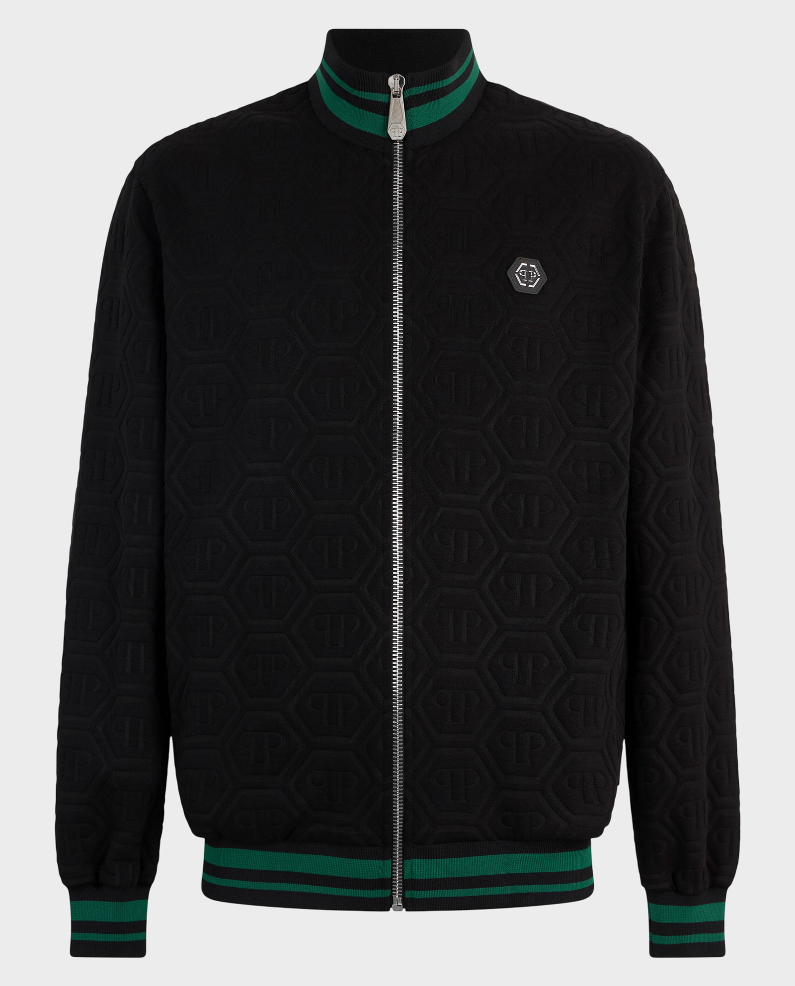 Czarna żakardowa bluza z monogramem - Image #0