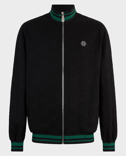 Czarna żakardowa bluza z monogramem - Image #0