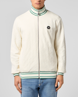 Żakardowa kremowa bluza z monogramem - Image #1