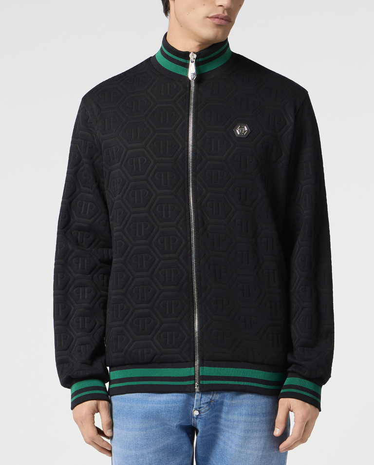 Czarna żakardowa bluza z monogramem