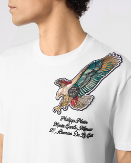 Biały t-shirt z haftem Eagle Montecarlo - Image #4