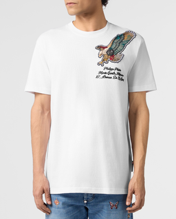 Biały t-shirt z haftem Eagle Montecarlo - Image #1