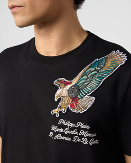 Czarny t-shirt z haftem Eagle Montecarlo - Image #4
