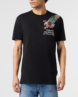 Czarny t-shirt z haftem Eagle Montecarlo - Image #1