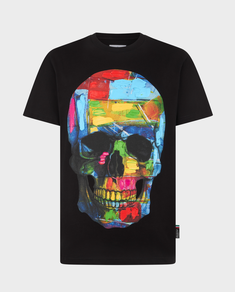Czarny t-shirt z malowaną czaszką