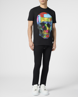 Czarny t-shirt z malowaną czaszką - Image #3