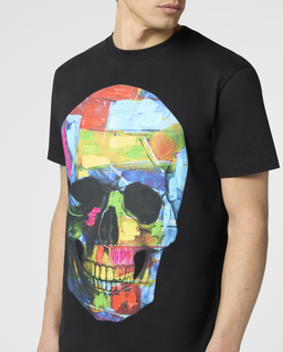Czarny t-shirt z malowaną czaszką - Image #4
