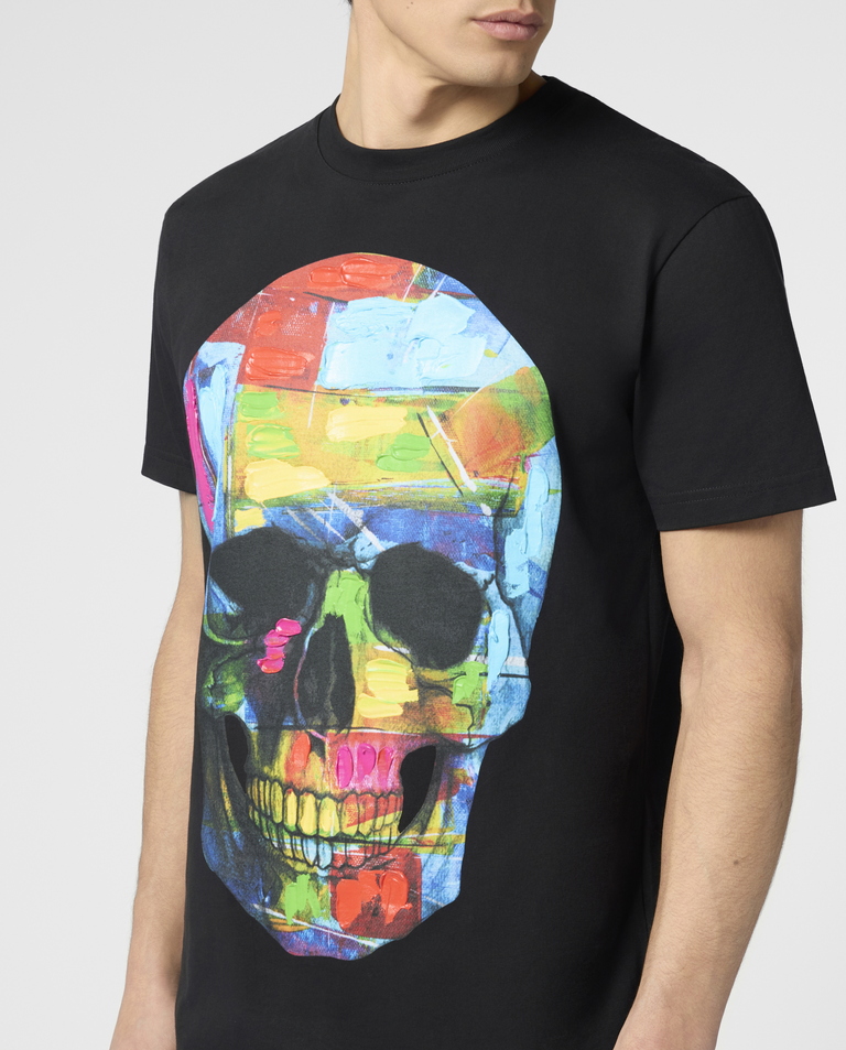 Czarny t-shirt z malowaną czaszką - Image #4
