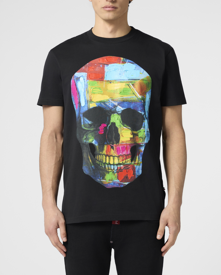 Czarny t-shirt z malowaną czaszką
