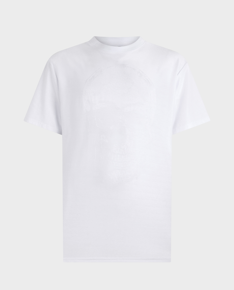 Biały t-shirt z motywem czaszki