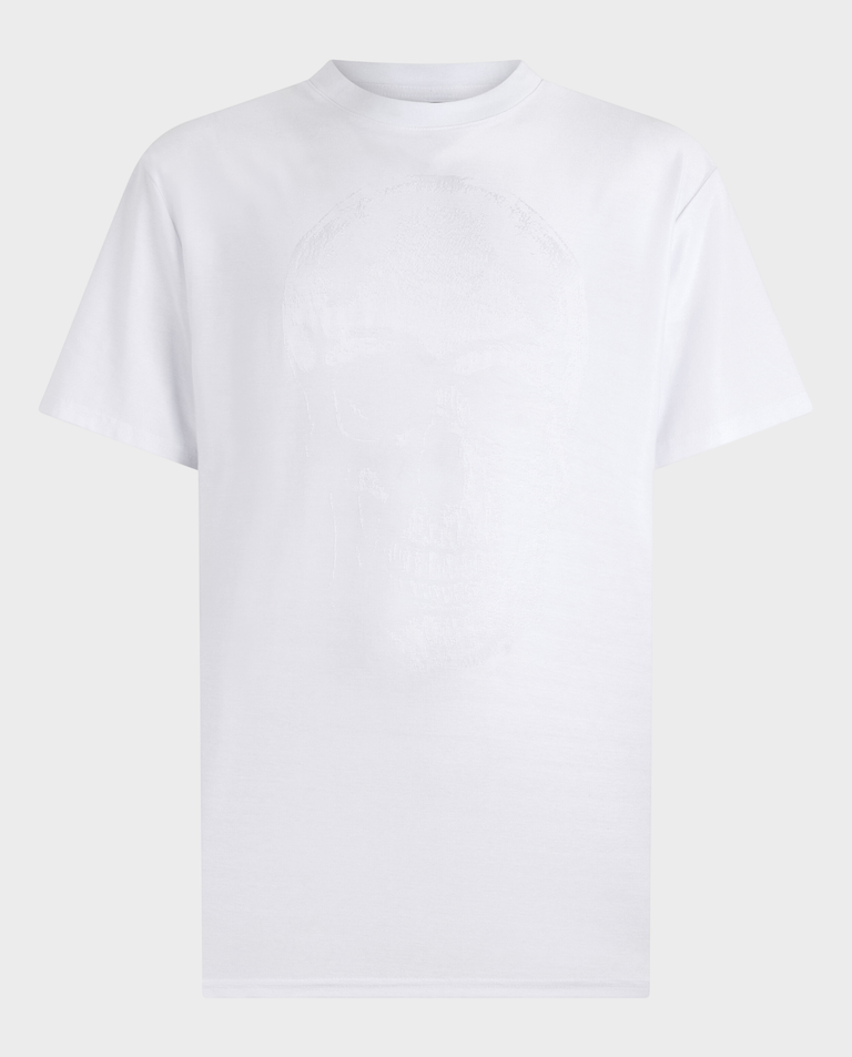 Biały t-shirt z motywem czaszki