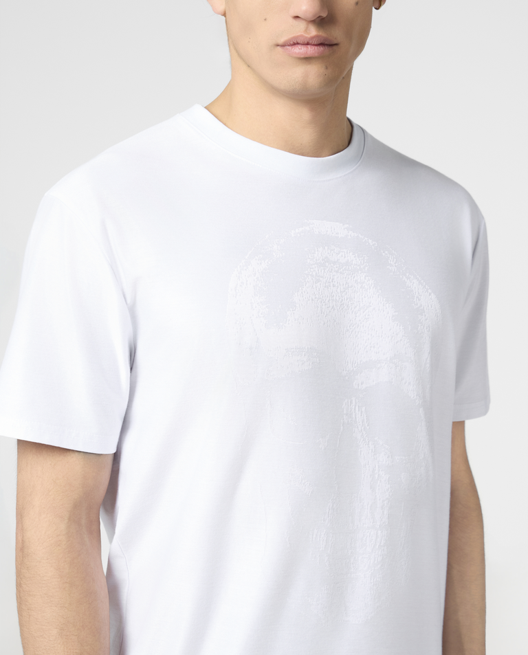 Biały t-shirt z motywem czaszki - Image #4