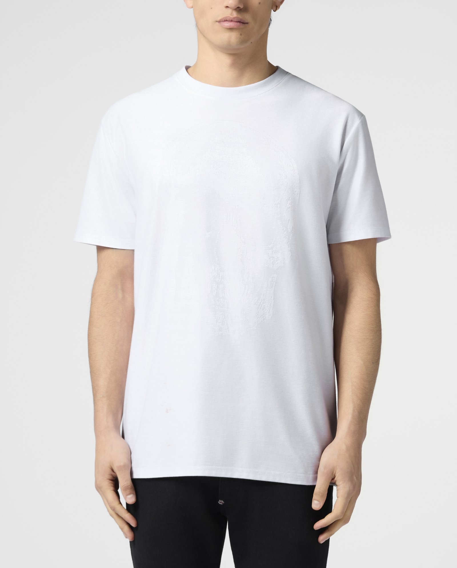 Biały t-shirt z motywem czaszki - Image #1