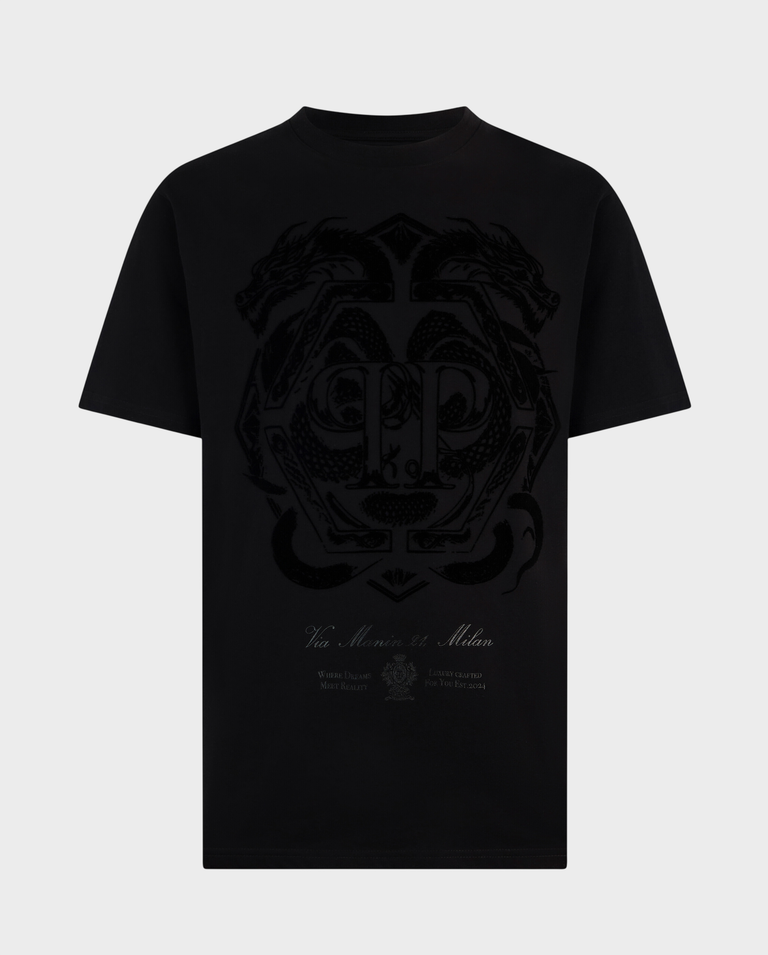 Czarny t-shirt z motywem smoka