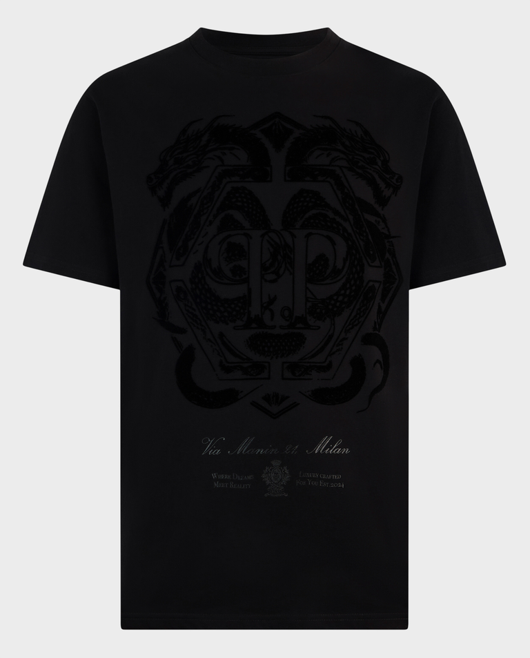 Czarny t-shirt z motywem smoka