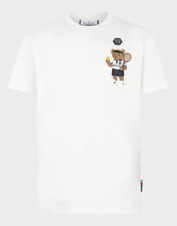 Biały t-shirt z naszywką Teddy Tennis - Image #0