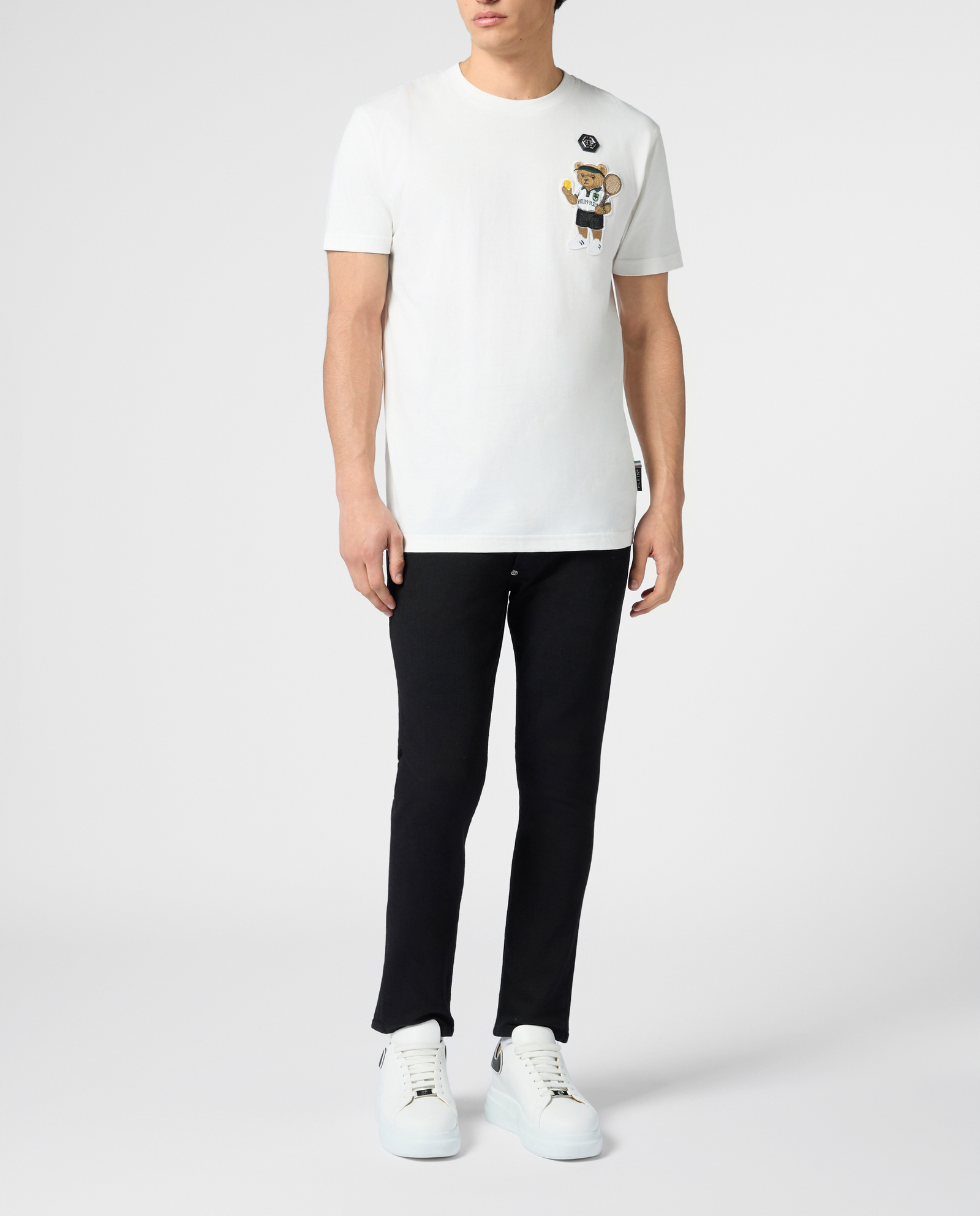 Biały t-shirt z naszywką Teddy Tennis - Image #3