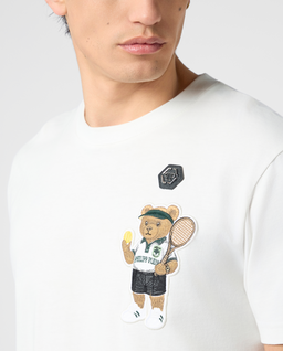 Biały t-shirt z naszywką Teddy Tennis - Image #4