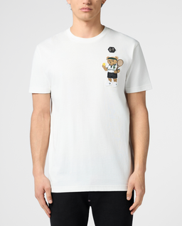 Biały t-shirt z naszywką Teddy Tennis - Image #1
