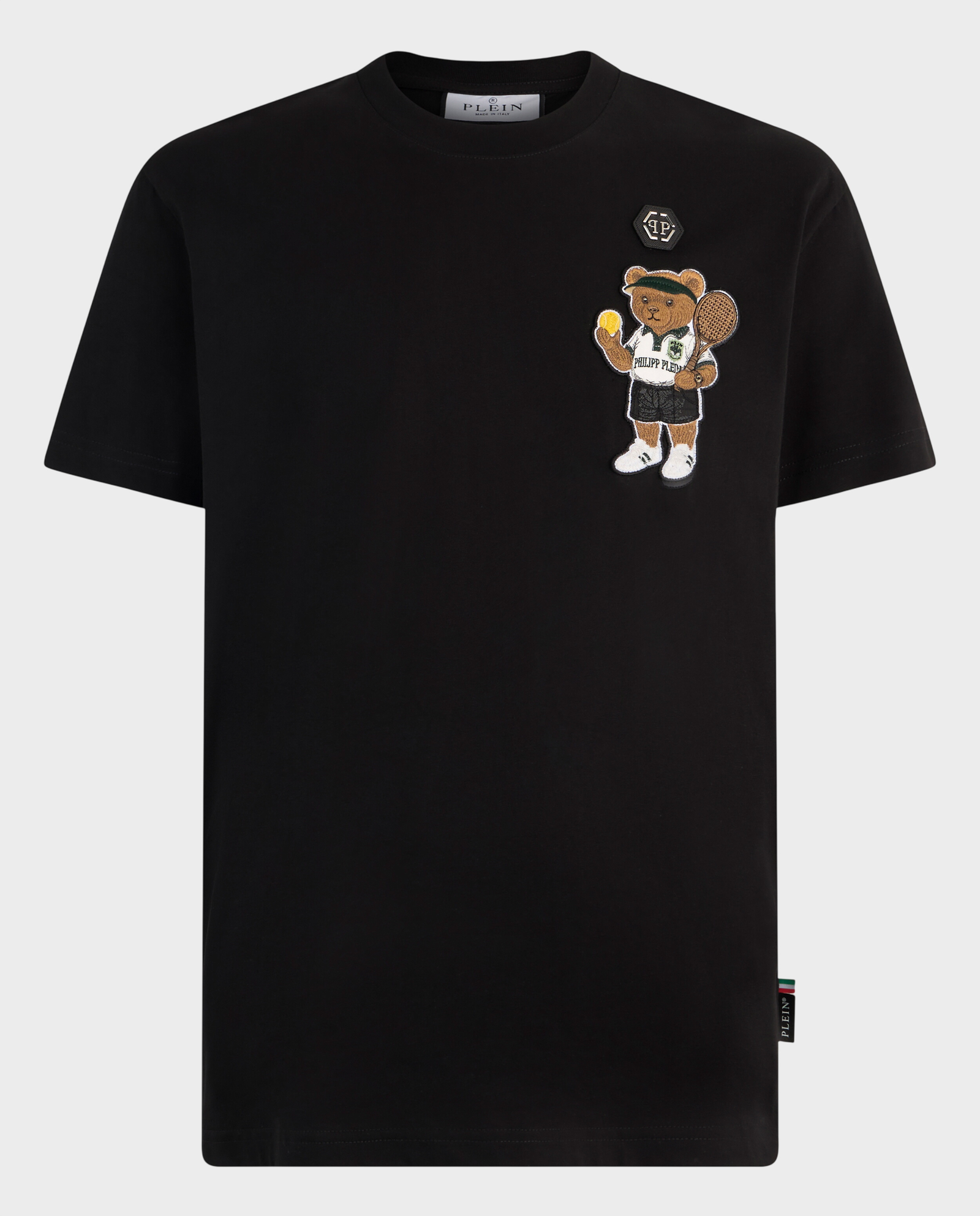 Czarny t-shirt z naszywką Teddy Tennis - Image #0