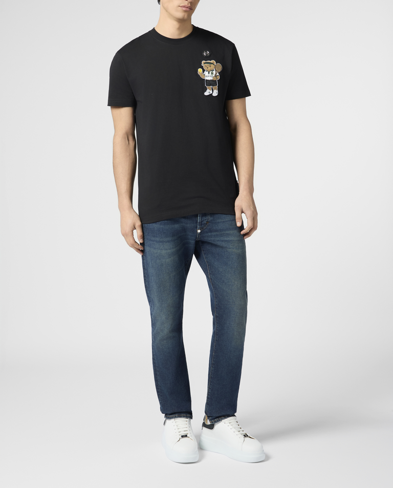 Czarny t-shirt z naszywką Teddy Tennis - Image #3