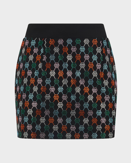 Czarna spódniczka mini z kolorowym monogramem Strass - Image #0