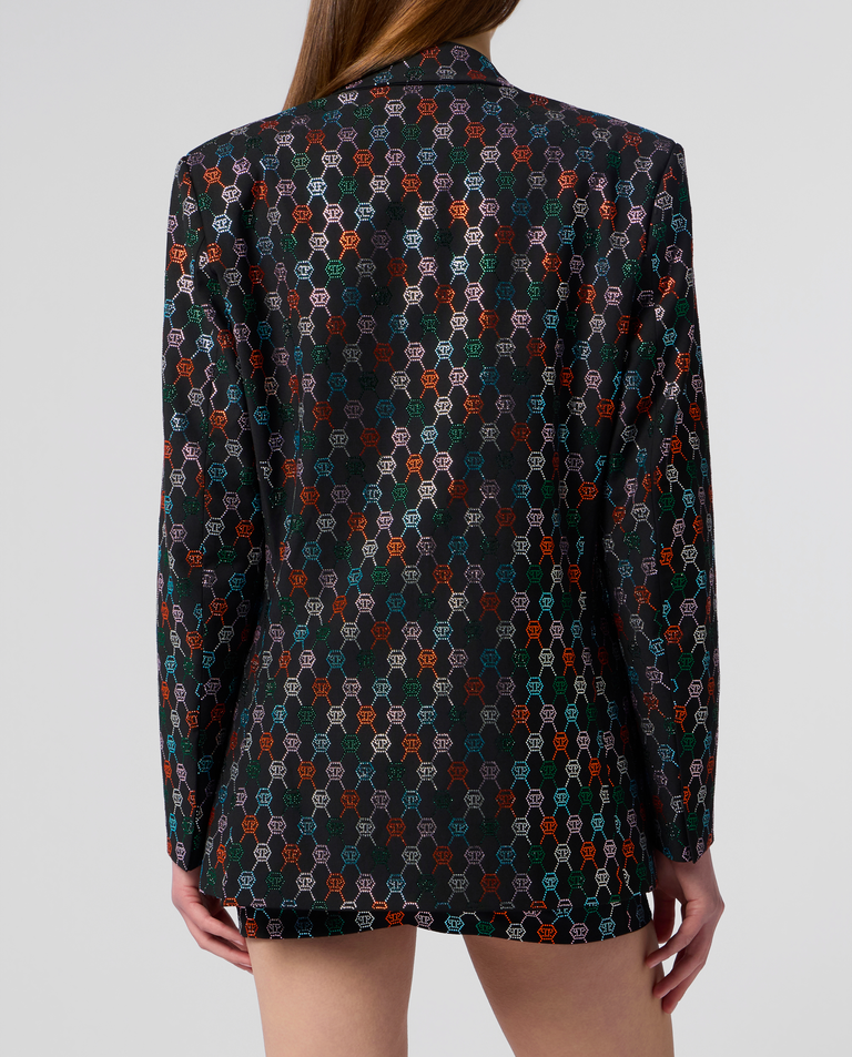 Dwurzędowa marynarka z kolorowym monogramem Strass - Image #2