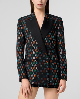 Dwurzędowa marynarka z kolorowym monogramem Strass - Image #1