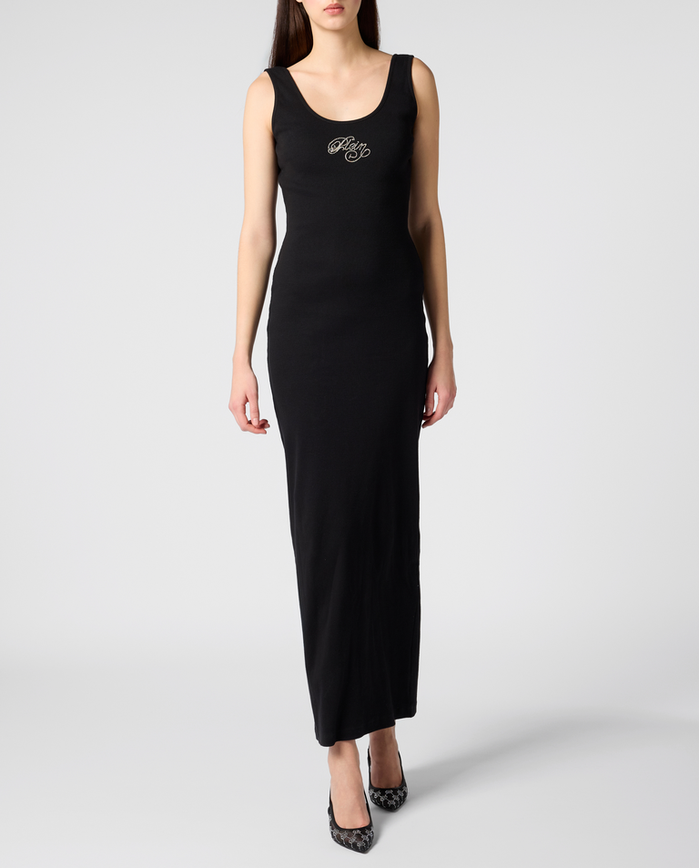 Czarna sukienka maxi z odkrytymi ramionami - Image #4