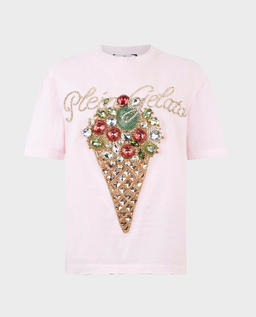 Różowy t-shirt ze zdobieniem Plein Gelato - Image #0