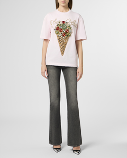 Różowy t-shirt ze zdobieniem Plein Gelato - Image #3