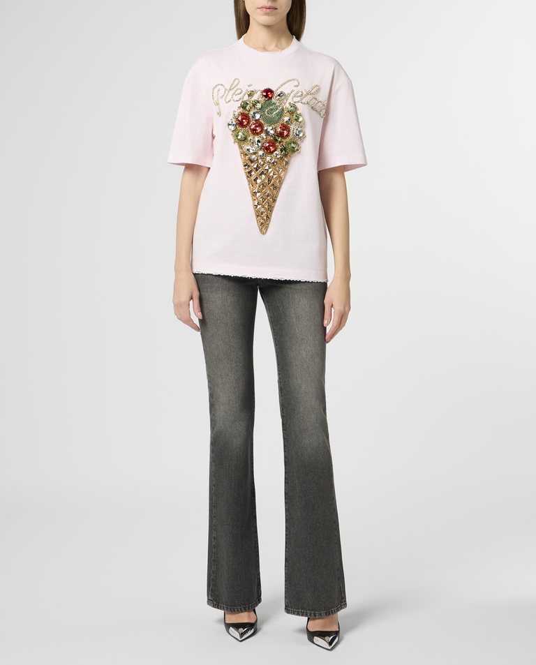Różowy t-shirt ze zdobieniem Plein Gelato - Image #3