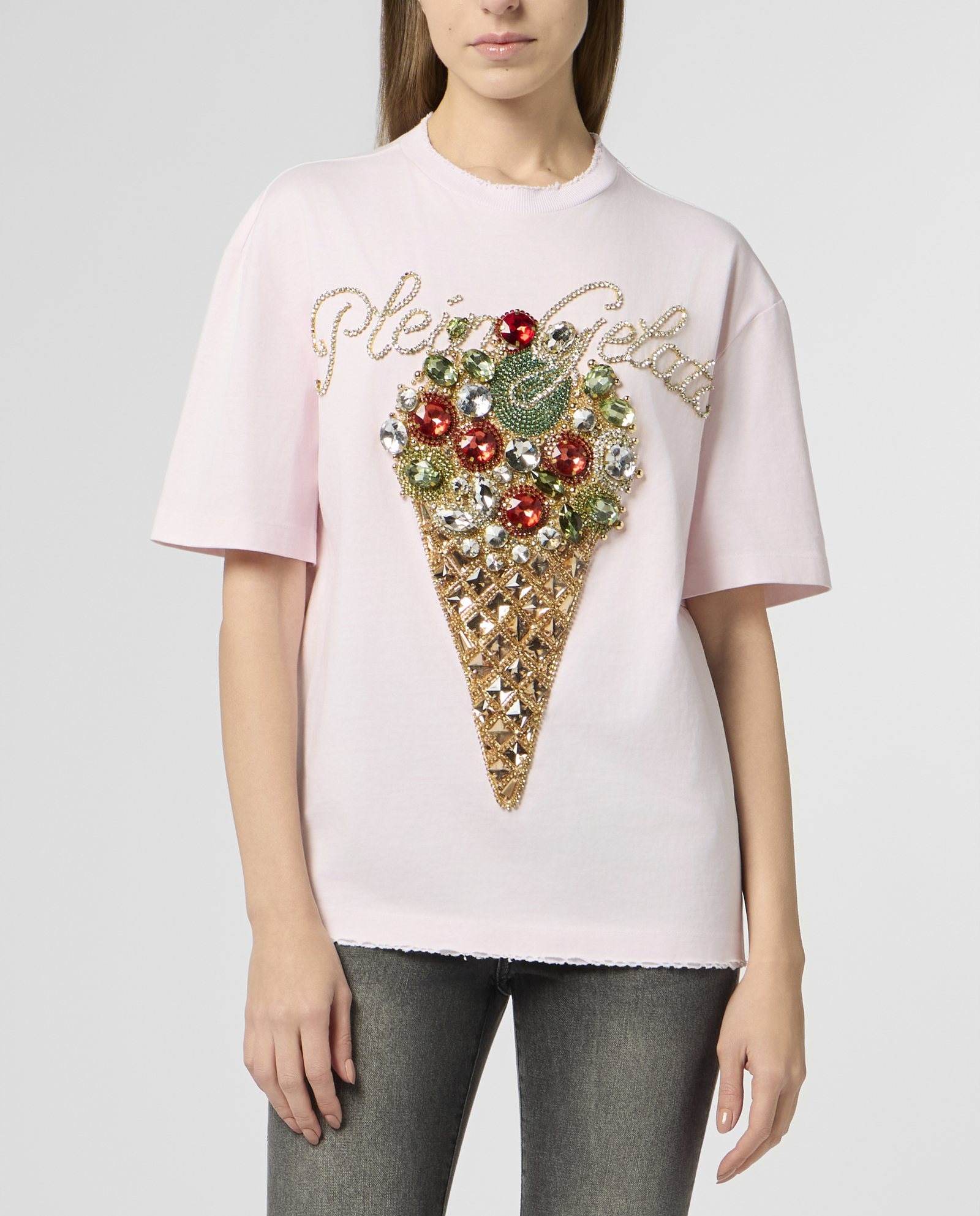 Różowy t-shirt ze zdobieniem Plein Gelato - Image #1