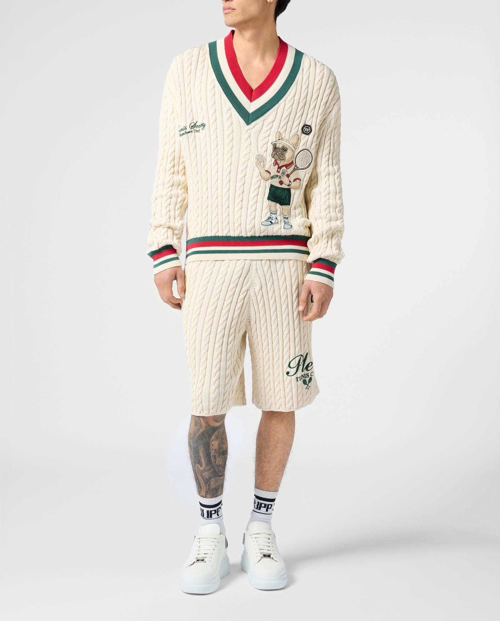Kremowy sweter z dekoltem w serek Tennis - Image #3