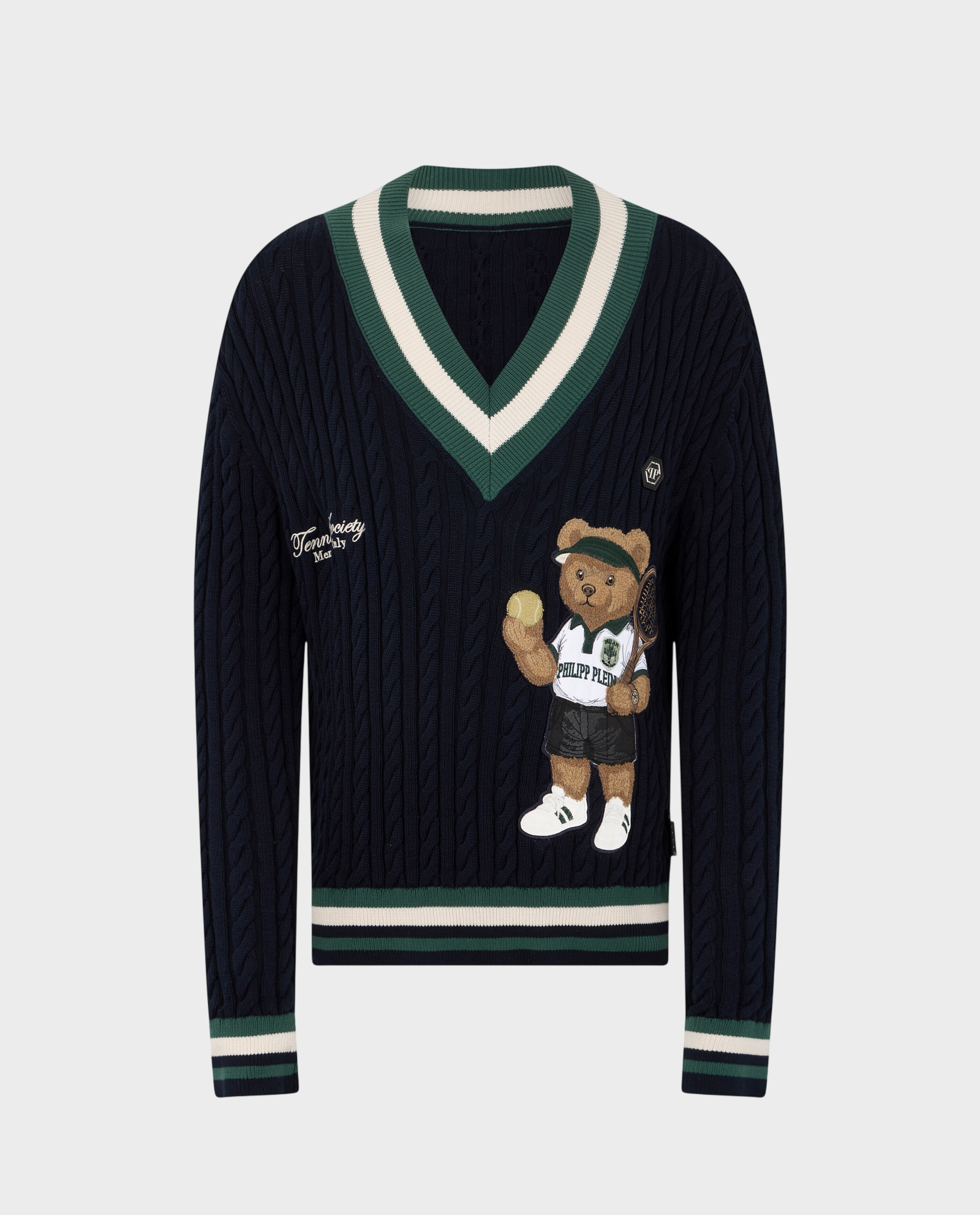 Granatowy sweter z dekoltem w serek Tennis - Image #0