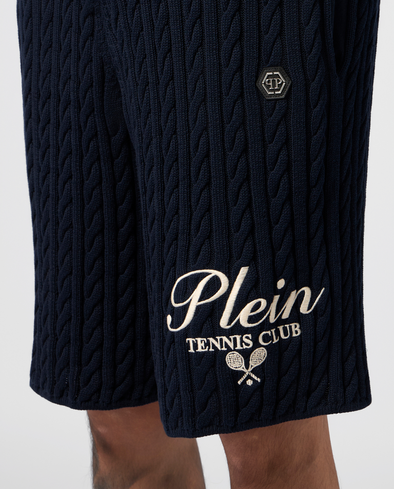 Granatowe dzianinowe spodenki ze ściągaczem Tennis - Image #4