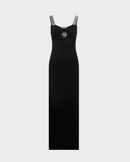 Czarna sukienka maxi Strass Hexagon - Image #0