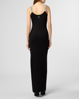 Czarna sukienka maxi Strass Hexagon - Image #2