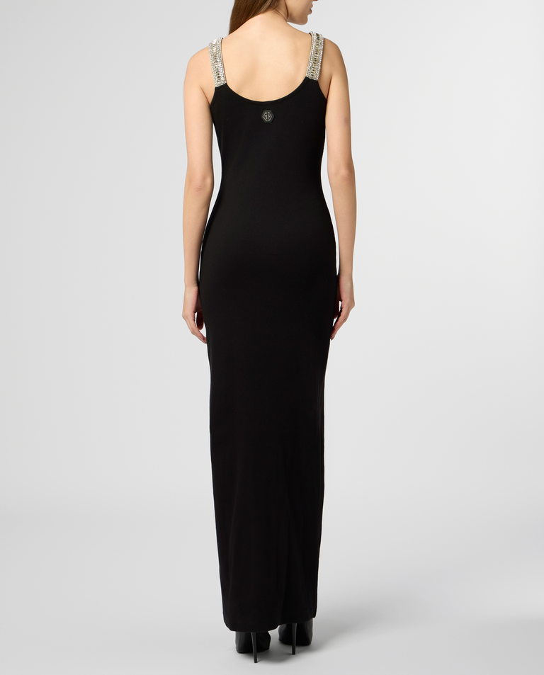 Czarna sukienka maxi Strass Hexagon - Image #2