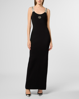 Czarna sukienka maxi Strass Hexagon - Image #1