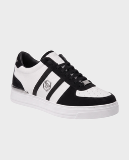 Biało-czarne sneakersy ze skóry Low-Top - Image #1