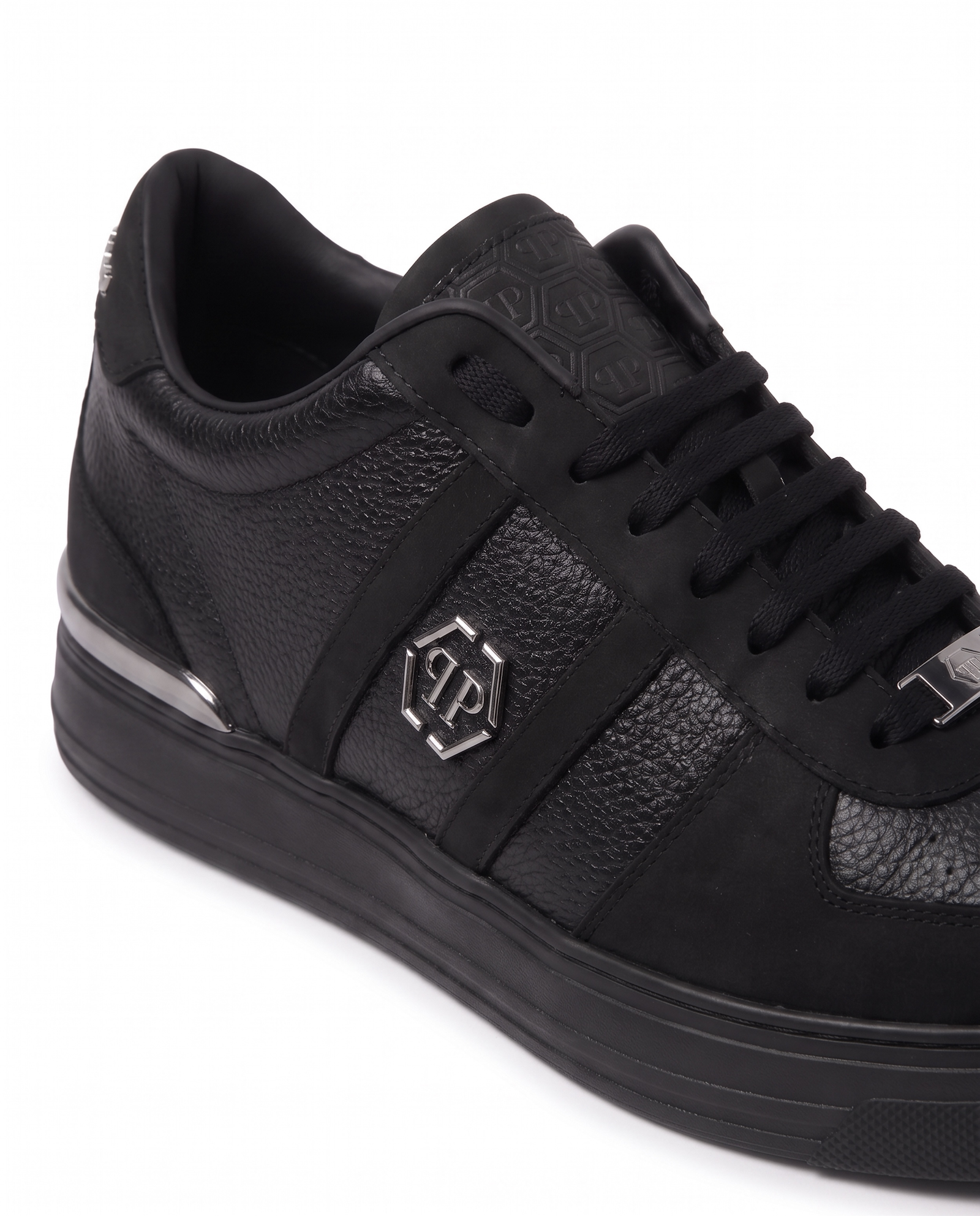 Czarne sneakersy ze skóry Low-Top - Image #2